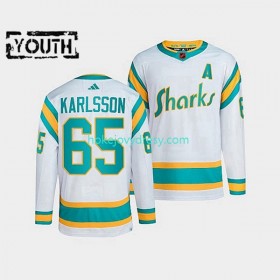 Dětské Hokejový Dres San Jose Sharks Erik Karlsson 65 Adidas 2022 Reverse Retro Bílý Authentic